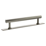 Millhouse Brass Satin Nickel 160mm Pennington Hexagonal T-Bar Cabinet Pull Handle on Backplate  |  MHCHB17160SN