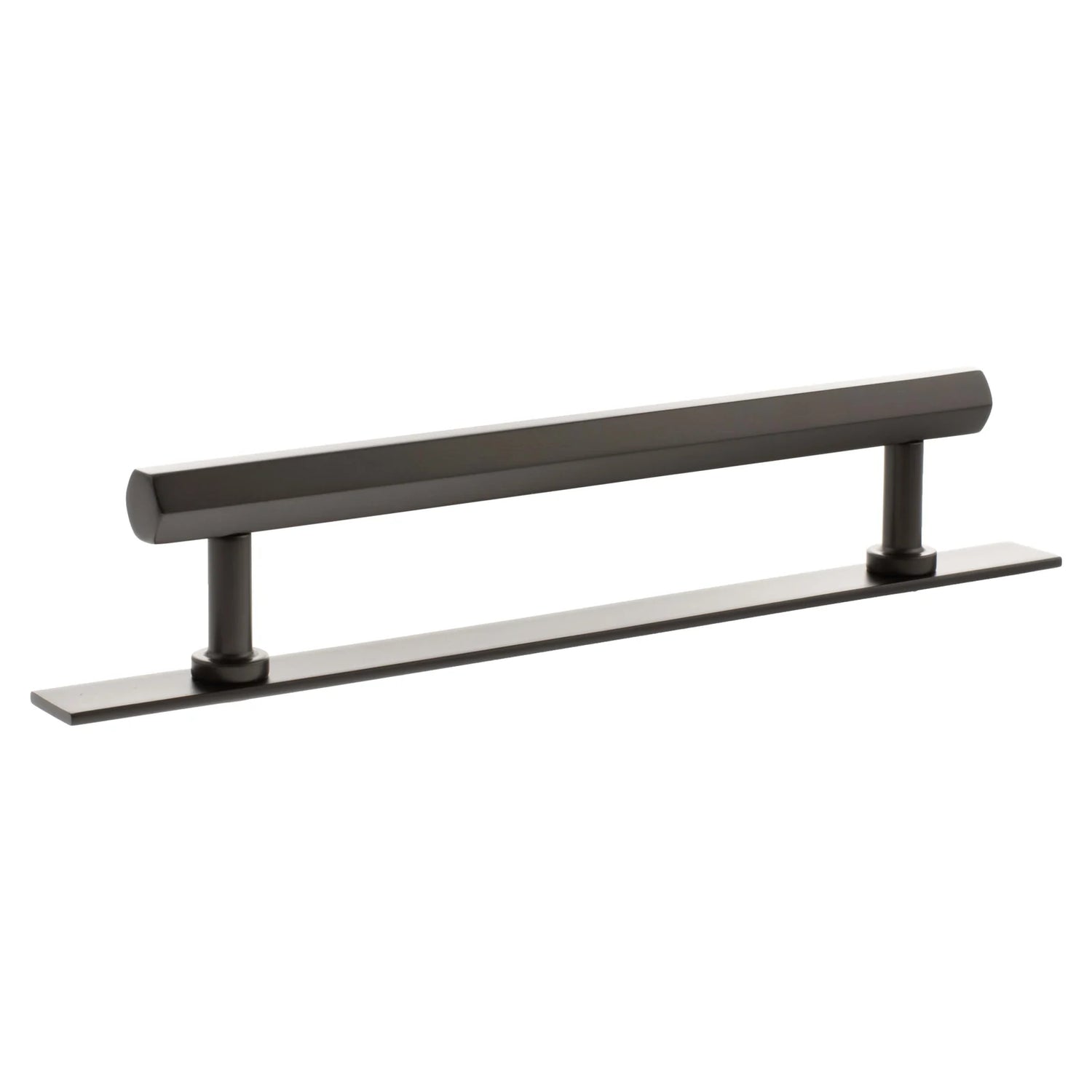 Millhouse Brass Urban Dark Bronze 160mm Pennington Hexagonal T-Bar Cabinet Pull Handle on Backplate  |  MHCHB17160UDB