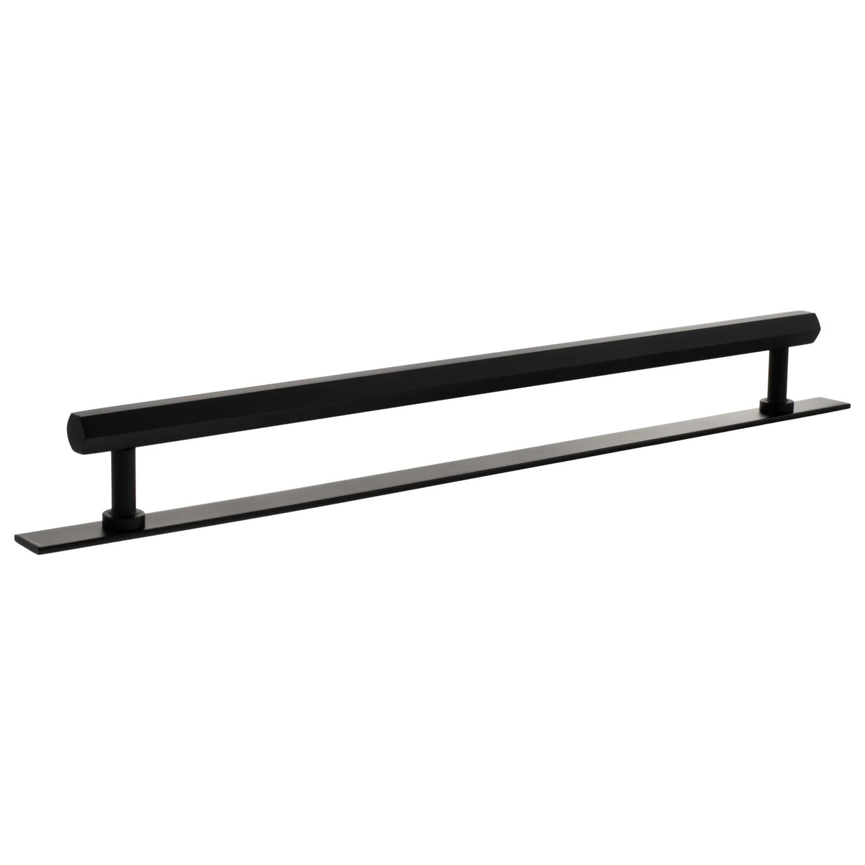 Millhouse Brass Matt Black 320mm Pennington Hexagonal T-Bar Cabinet Pull Handle on Backplate  |  MHCHB17320MB