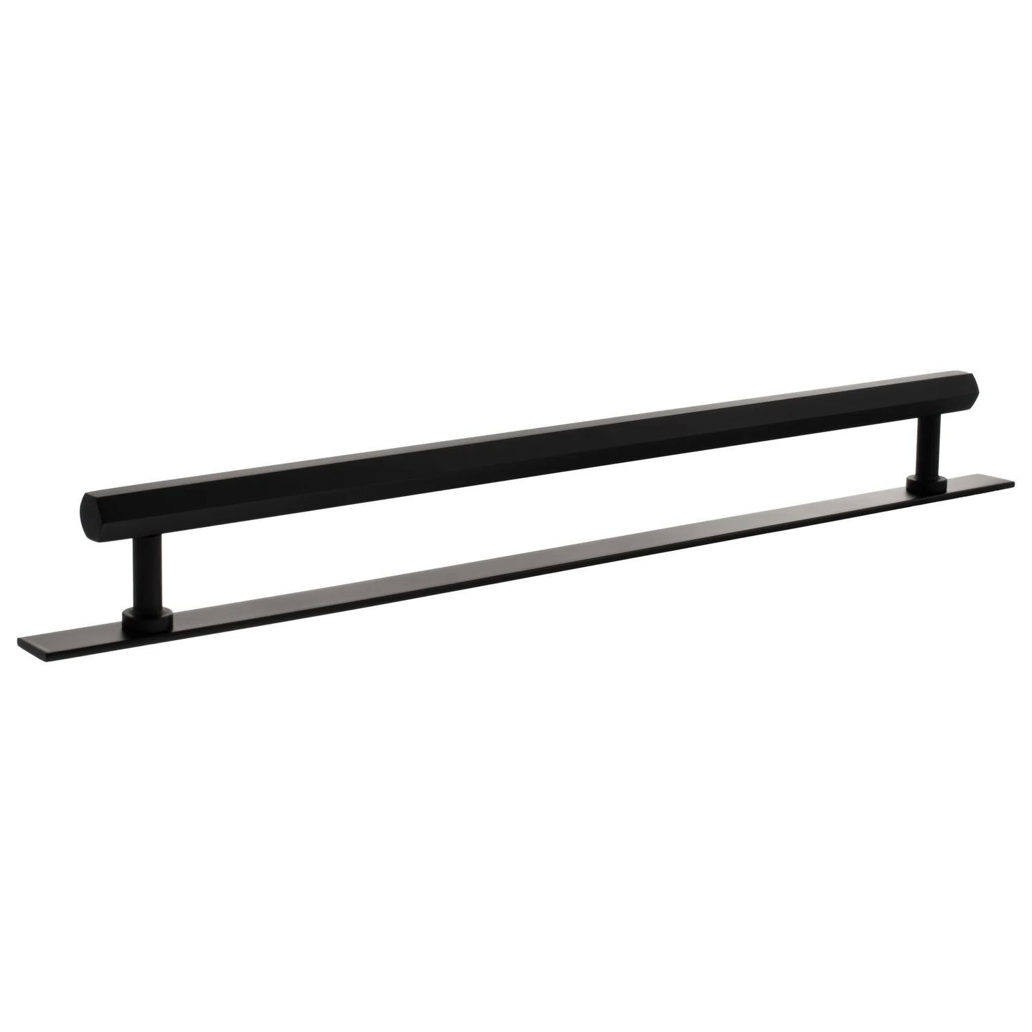 Millhouse Brass Matt Black 320mm Pennington Hexagonal T-Bar Cabinet Pull Handle on Backplate  |  MHCHB17320MB