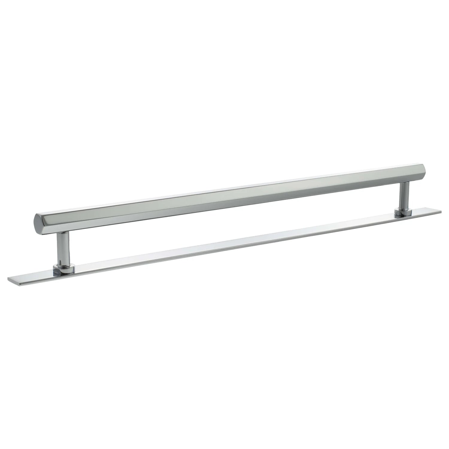 Millhouse Brass Polished Chrome 320mm Pennington Hexagonal T-Bar Cabinet Pull Handle on Backplate  |  MHCHB17320PC