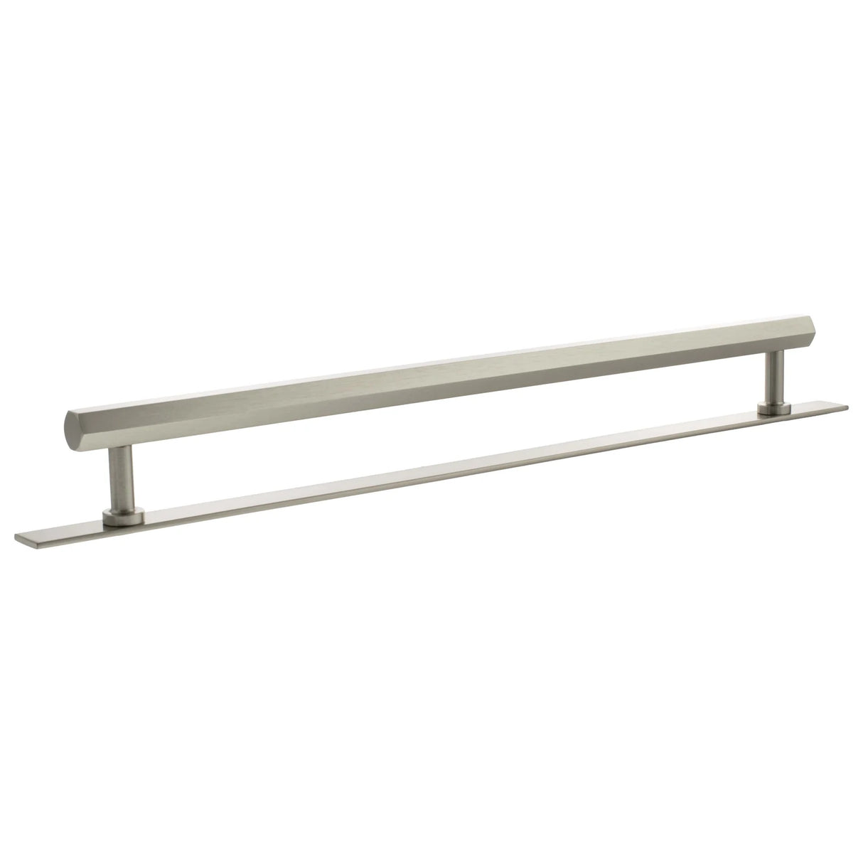 Millhouse Brass Satin Nickel 320mm Pennington Hexagonal T-Bar Cabinet Pull Handle on Backplate  |  MHCHB17320SN