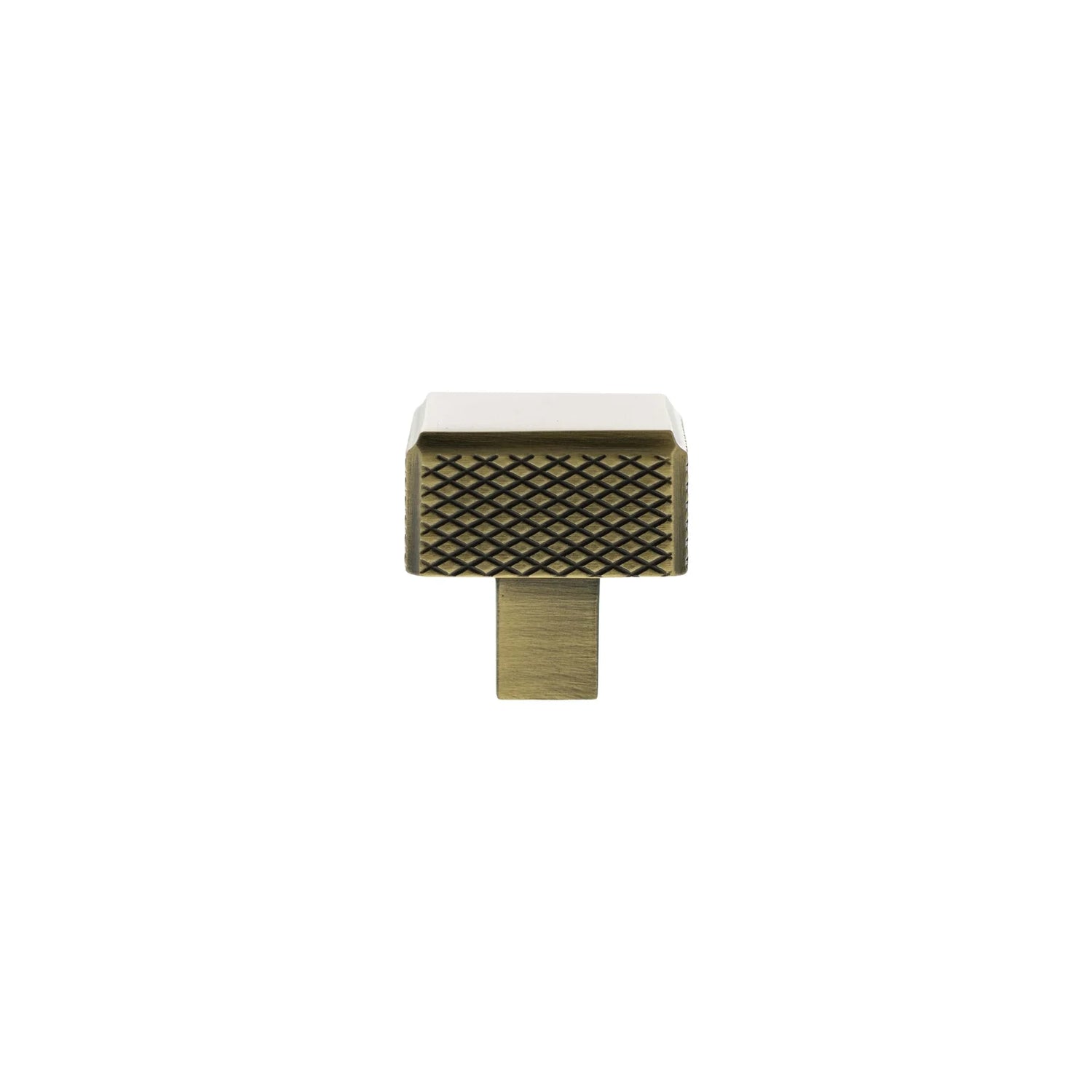 Millhouse Brass Antique Brass Eiffel Knurled Square Cabinet Knob   |  MHCK1230AB