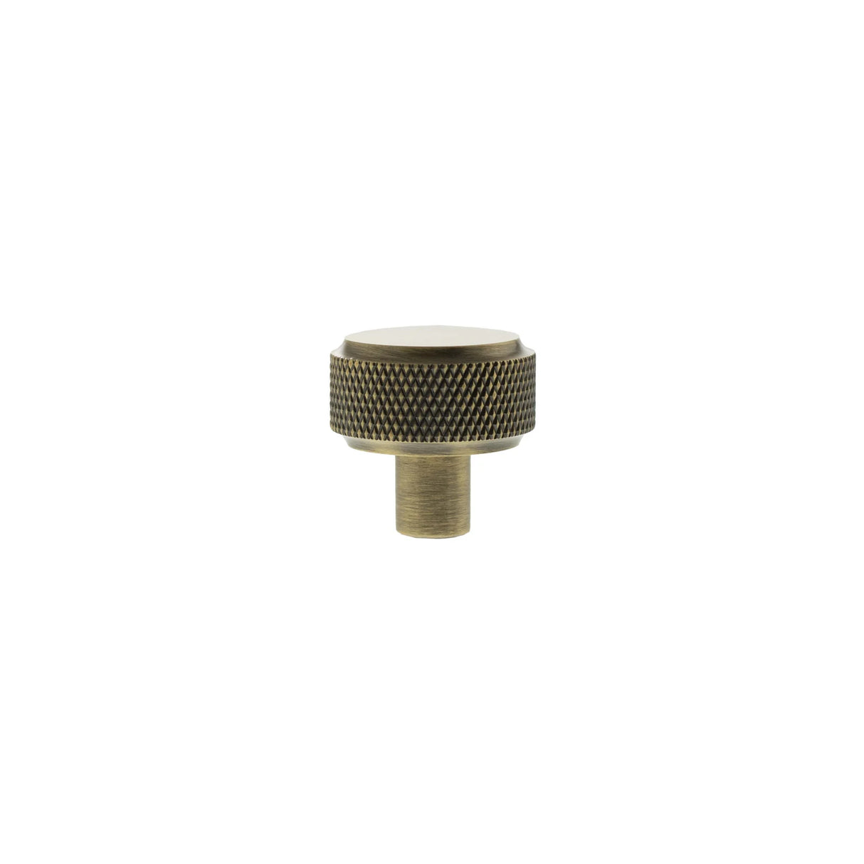 Millhouse Brass Antique Brass Eiffel Knurled Round Cabinet Knob  |  MHCK1532AB