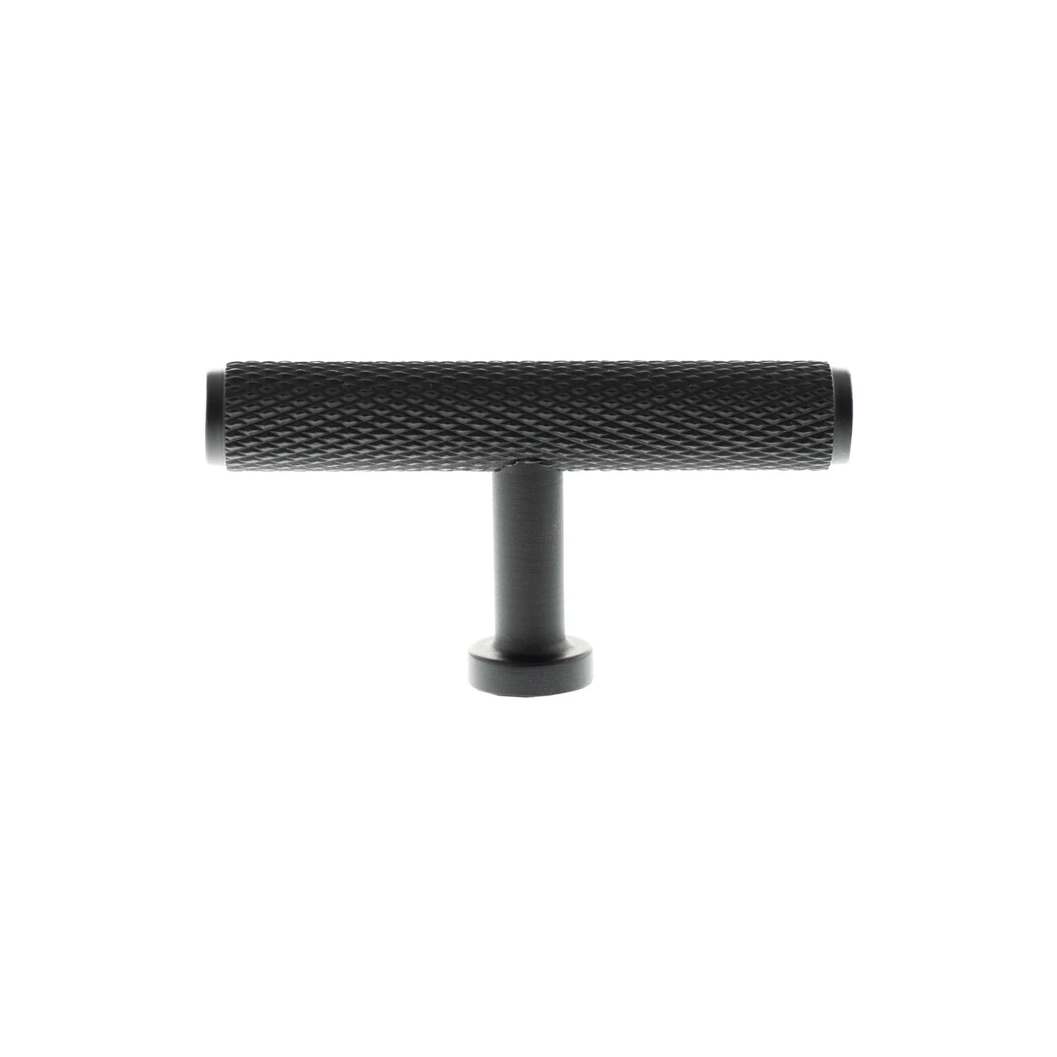 Millhouse Brass Matt Black Eiffel Knurled T-Bar Cabinet Knob  |  MHCK1675MB