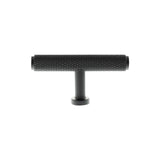 Millhouse Brass Matt Black Eiffel Knurled T-Bar Cabinet Knob  |  MHCK1675MB