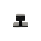 Millhouse Brass Matt Black Eiffel Knurled Square Cabinet Knob on Backplate  |  MHCKB1230MB