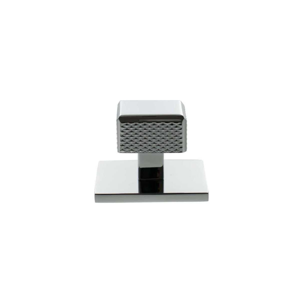 Millhouse Brass Polished Chrome Eiffel Knurled Square Cabinet Knob on Backplate  |  MHCKB1230PC