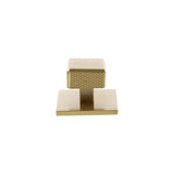 Millhouse Brass Satin Brass Eiffel Knurled Square Cabinet Knob on Backplate  |  MHCKB1230SB
