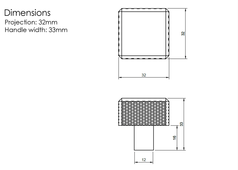 Millhouse Brass Satin Nickel Eiffel Knurled Square Cabinet Knob   |  MHCK1230SN