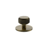 Millhouse Brass Antique Brass Eiffel Knurled Round Cabinet Knob on Backplate  |  MHCKB1532AB