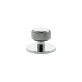 Millhouse Brass Polished Chrome Eiffel Knurled Round Cabinet Knob on Backplate  |  MHCKB1532PC