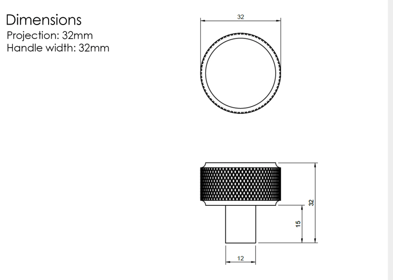 Millhouse Brass Urban Dark Bronze Eiffel Knurled Round Cabinet Knob on Backplate  |  MHCKB1532UDB