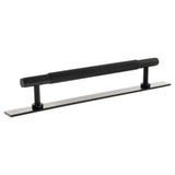 Millhouse Brass Matt Black 160mm Eiffel Knurled T-Bar Cabinet Pull Handle on Backplate  |  MHCKB17160MB