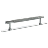 Millhouse Brass Polished Chrome 160mm Eiffel Knurled T-Bar Cabinet Pull Handle on Backplate  |  MHCKB17160PC