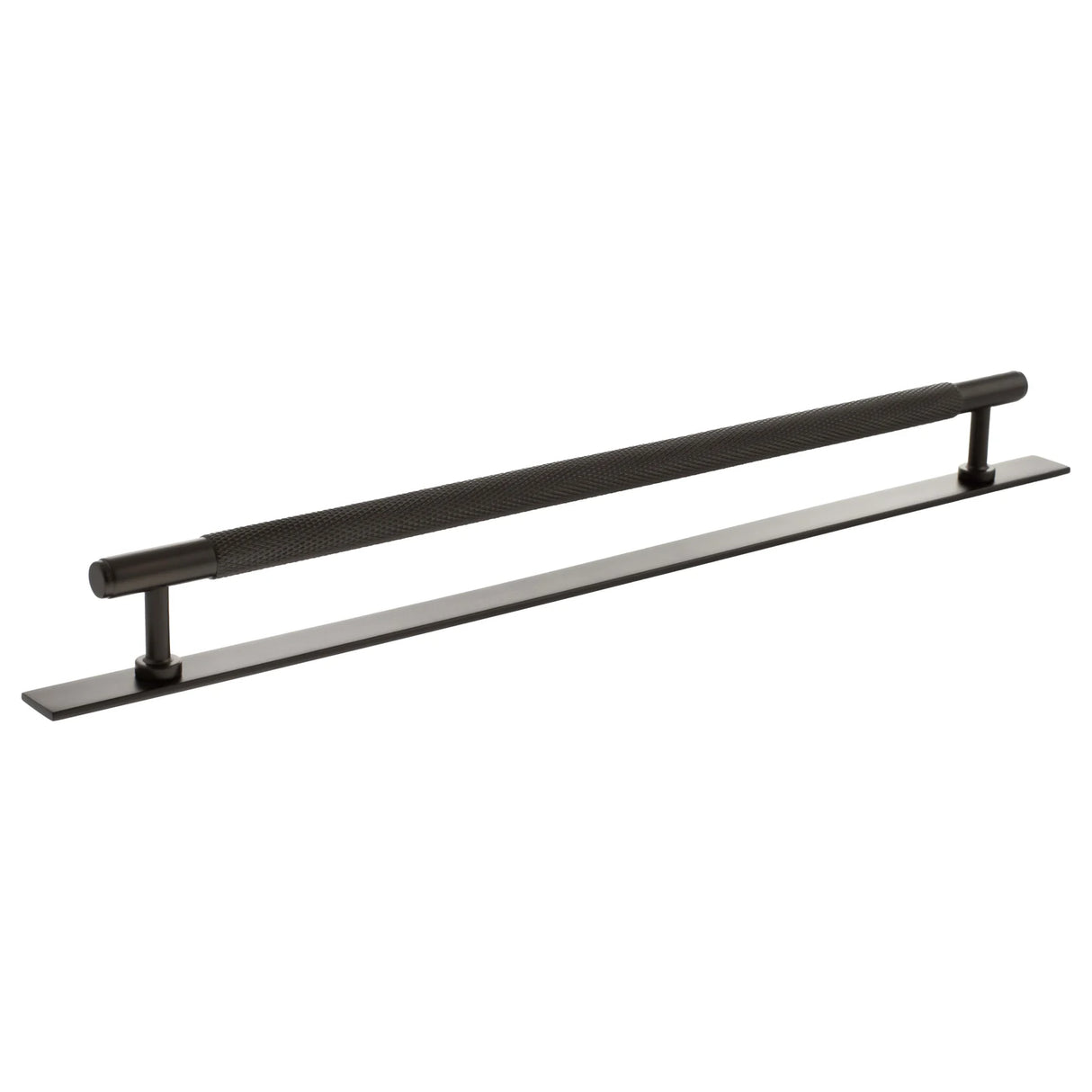 Millhouse Brass Urban Dark Bronze 320mm Eiffel Knurled T-Bar Cabinet Pull Handle on Backplate  |  MHCKB17320UDB