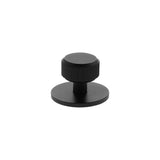Millhouse Brass Matt Black Battersea Linear Round Cabinet Knob on Backplate  |  MHCLB1532MB