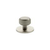 Millhouse Brass Satin Nickel Battersea Linear Round Cabinet Knob on Backplate  |  MHCLB1532SN