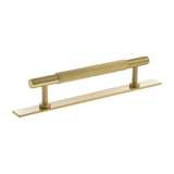 Millhouse Brass Satin Brass 128mm Battersea Linear T-Bar Cabinet Pull Handle on Backplate  |  MHCLB17128SB