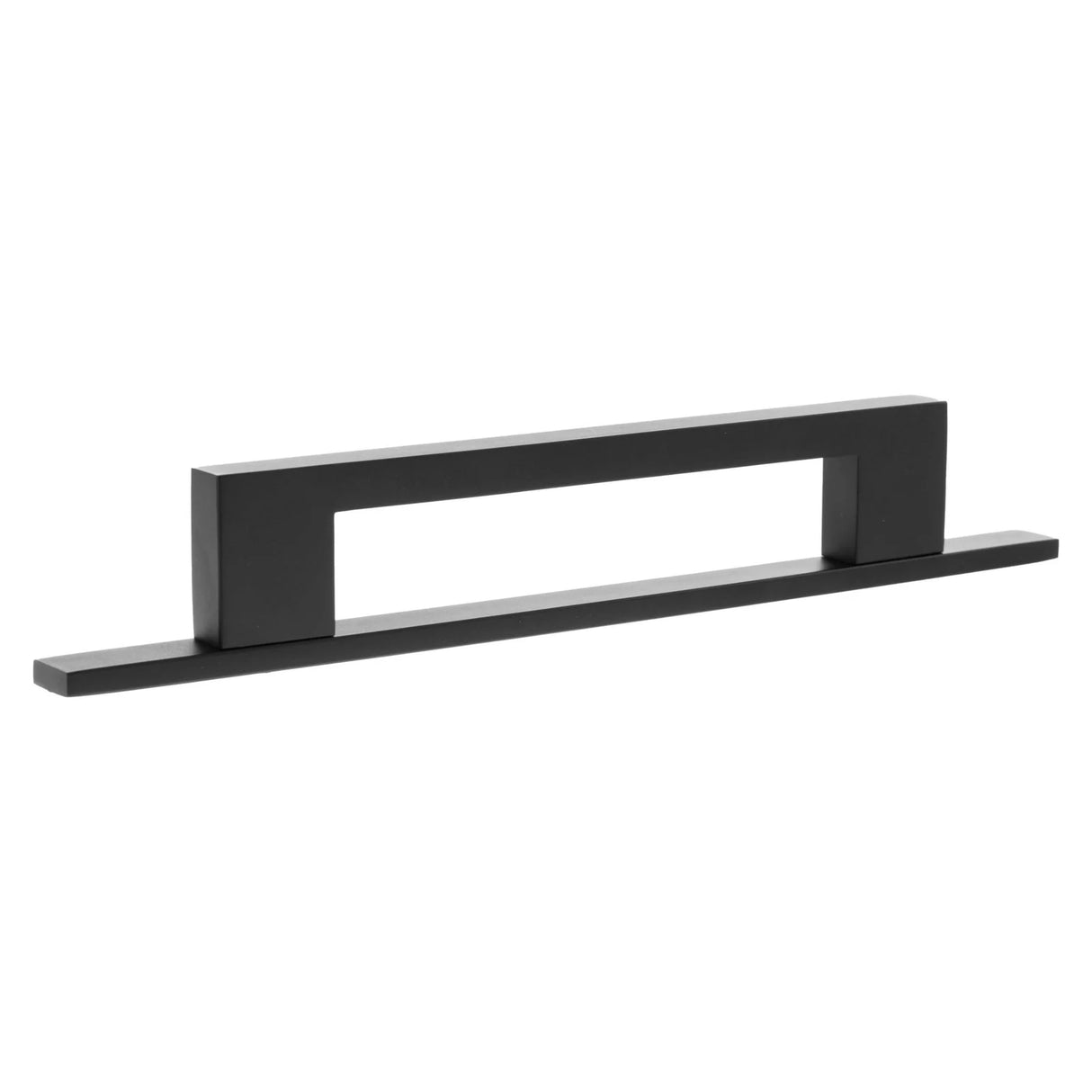 Millhouse Brass Matt Black 128mm Empire Slim Cabinet Pull Handle on Backplate  |  MHCNB17128MB