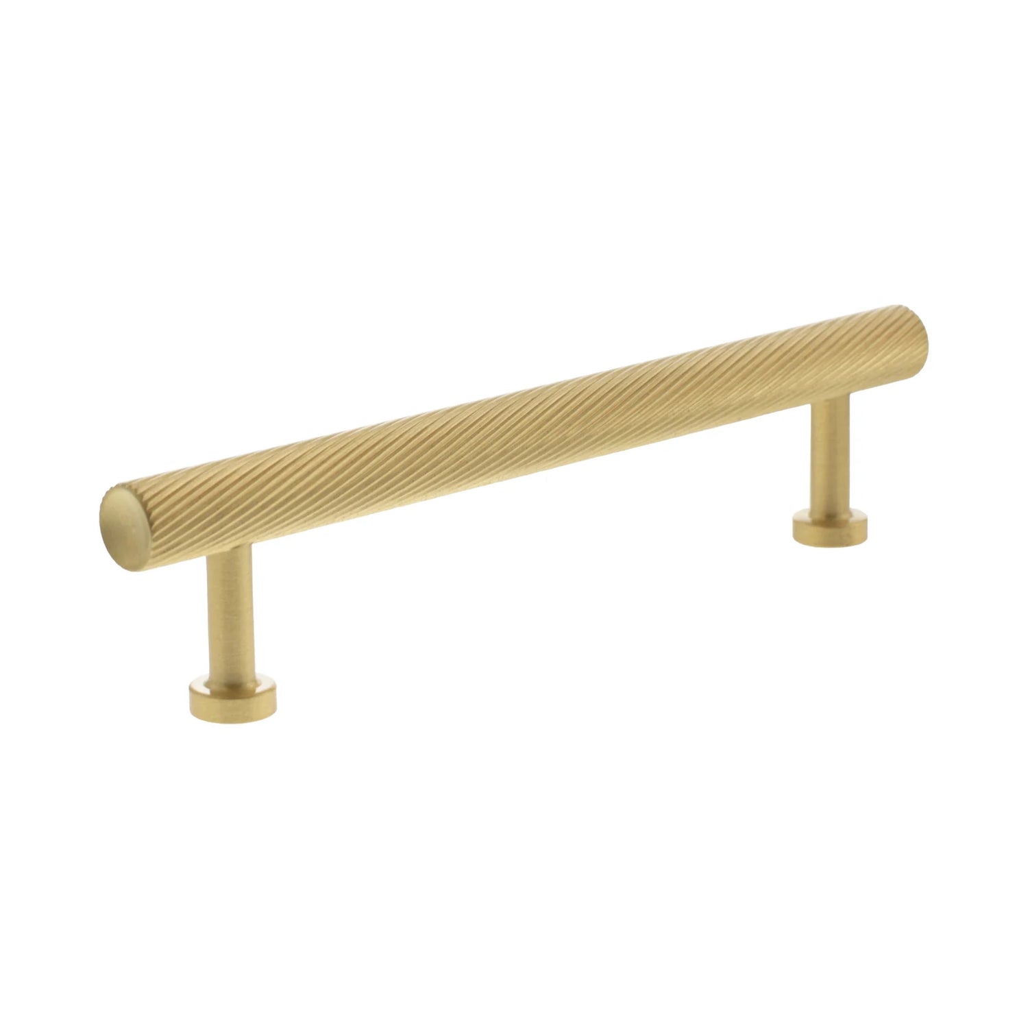 Millhouse Brass Satin Brass 128mm Paddington Spiral T-Bar Cabinet Pull Handle  |  MHCS17128SB