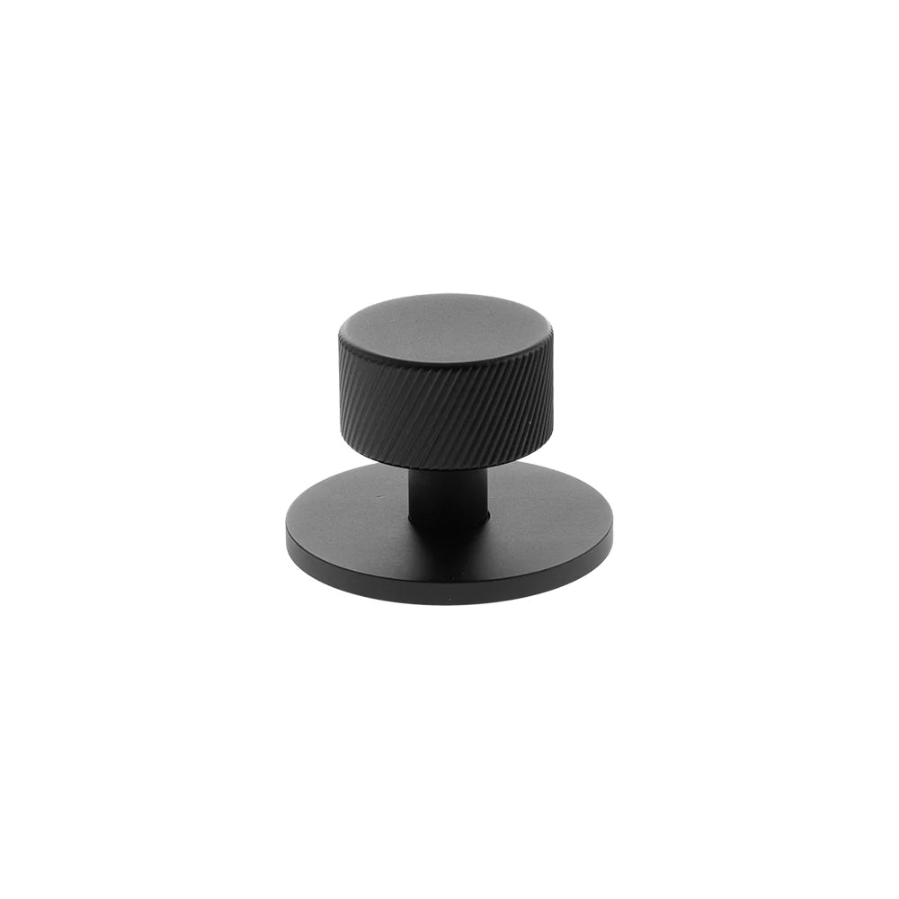 Millhouse Brass Matt Black Paddington Spiral Round Cabinet Knob on Backplate  |  MHCSB1532MB