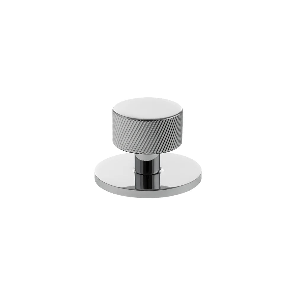 Millhouse Brass Polished Chrome Paddington Spiral Round Cabinet Knob on Backplate  |  MHCSB1532PC