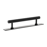 Millhouse Brass Matt Black 128mm Paddington Spiral T-Bar Cabinet Pull Handle on Backplate  |  MHCSB17128MB