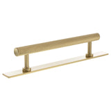 Millhouse Brass Satin Brass 128mm Paddington Spiral T-Bar Cabinet Pull Handle on Backplate  |  MHCSB17128SB