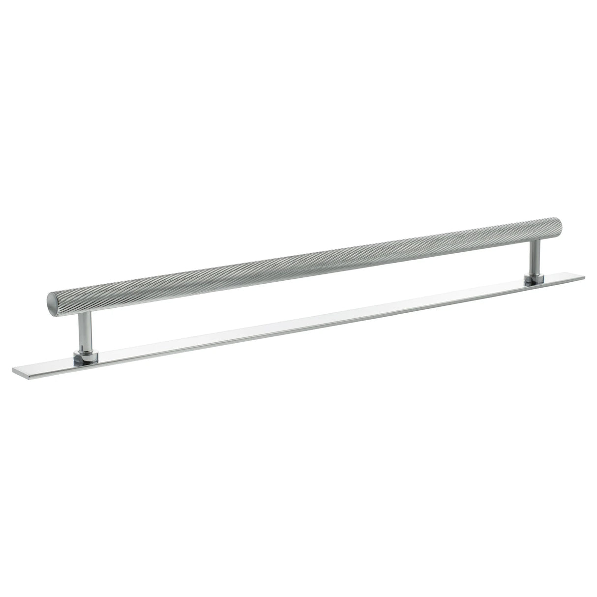 Millhouse Brass Polished Chrome 320mm Paddington Spiral T-Bar Cabinet Pull Handle on Backplate  |  MHCSB17320PC