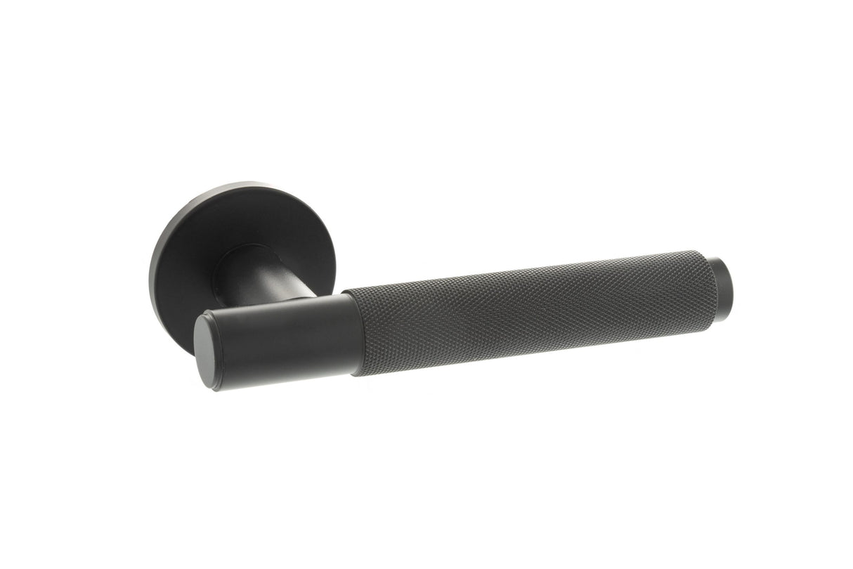 Set Millhouse Matt Black Crompton Knurled Lever on 5mm rose | MHSR100MB