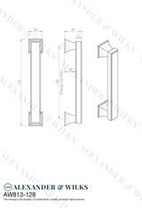 A&W Antique Brass Jesper Square Cupboard Pull Handle c/c 128mm | AW813-128-AB