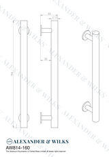 A&W Satin Nickel Round T Bar Cupboard Pull Handle c/c 160mm | AW814-160-SN