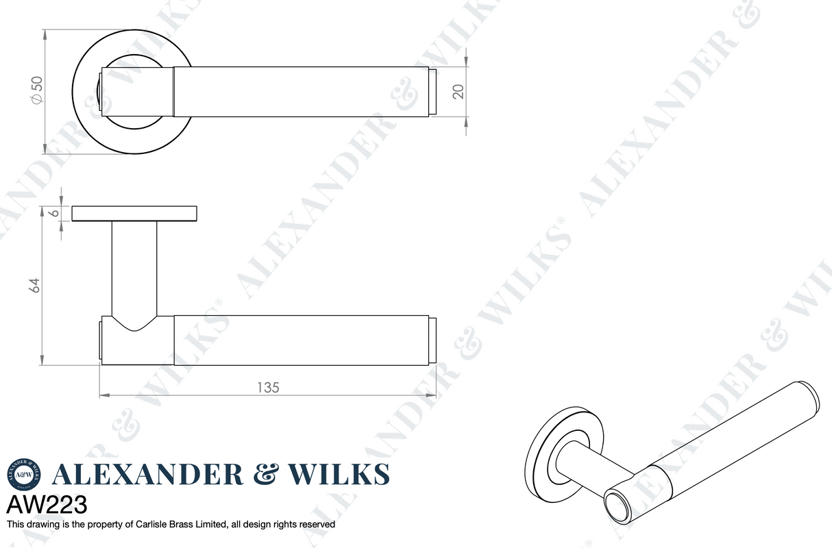 A&W Satin Brass Spitfire Hammered Lever on rose | AW223SB