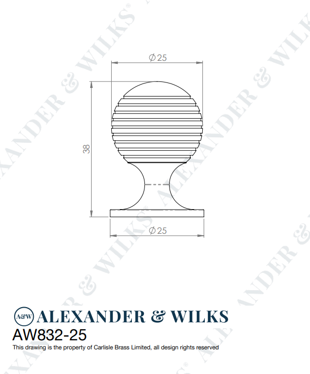 Alexander and Wilks Satin Chrome 25mm Caesar Cupboard Knob on Round Rose | AW832-25-SC