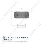 Alexander and Wilks Antique Brass 35mm Lucia Knurled Cupboard Knob