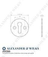 Alexander and Wilks Satin Nickel Victorian Escutcheon STD Profile | AW399SN