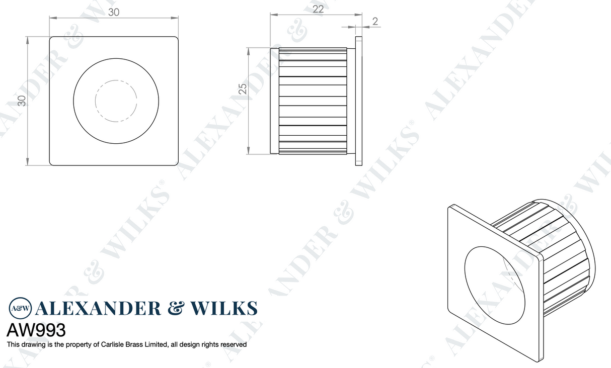 A&W Antique Brass Square Sliding Door Finger Edge Pull  | AW993AB