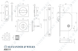 AW Polished Chrome Square Sliding Door Locking Kit | AW111RCP