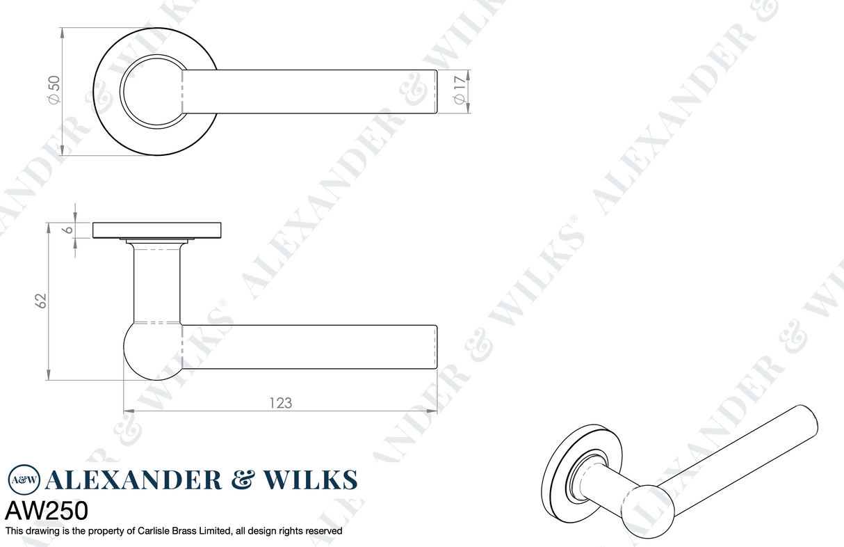 Alexander & Wilks Antique Brass Siskin Lever on rose | AW250AB