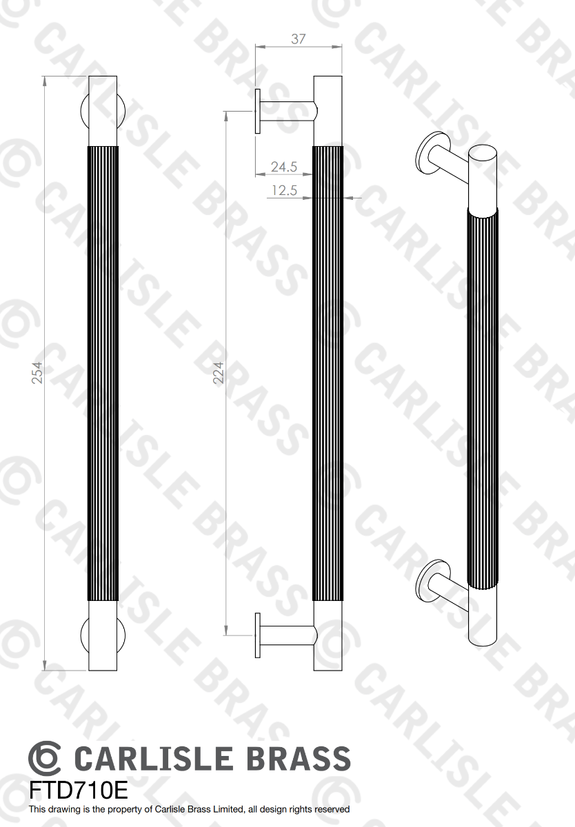 Polished Chrome 254mm Lines Pull Handle | FTD710ECP