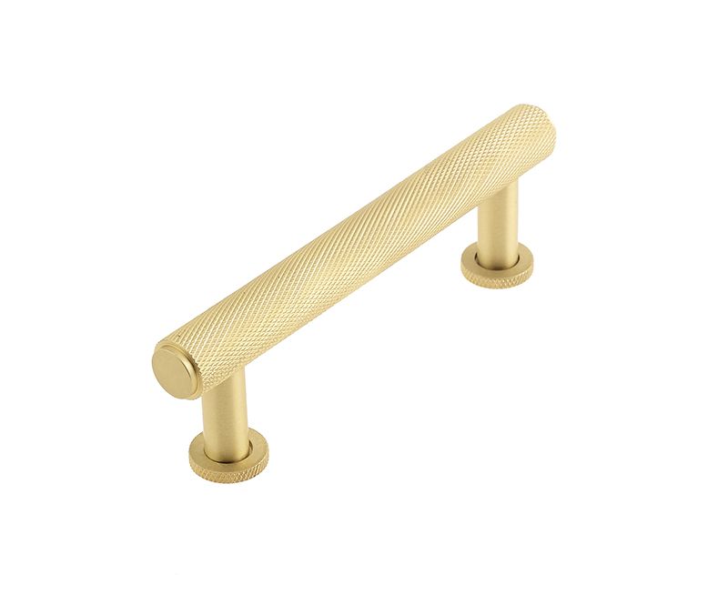 Burlington 96mm Satin Brass Knurled Cabinet Pull Handle | BUR410SB