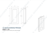 A&W Satin Brass PVD 100 x 45mm Rectangular Flush Pull  | AW911-100-SBPVD