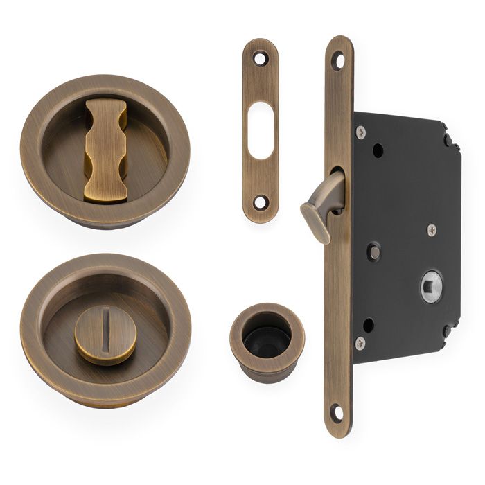 AW Antique Brass Sliding Door Locking Kit | AW110RAB
