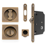 AW Antique Brass Square Sliding Door Locking Kit | AW111RAB