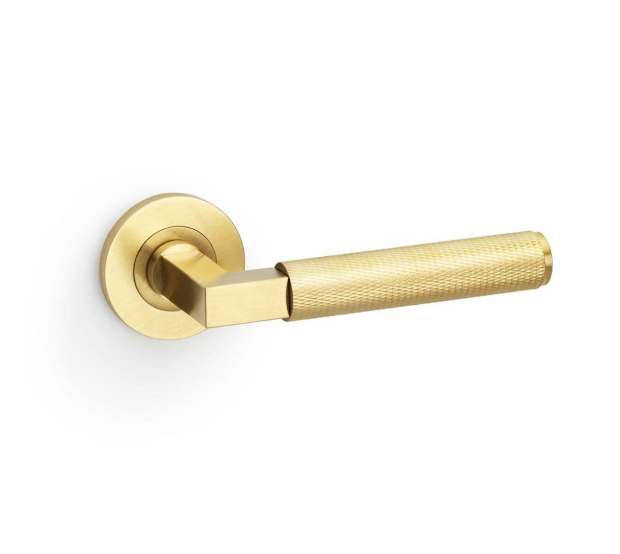 Alexander & Wilks Satin Brass PVD Hurricane Knurled Lever on rose | AW200SBPVD
