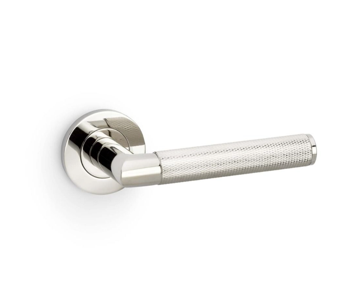 Alexander & Wilks Polished Nickel PVD Harrier Knurled Lever on rose | AW210PNPVD