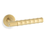 Alexander & Wilks Satin Brass PVD Spitfire Bamboo Knurled Lever on rose | AW225SB