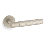 Alexander & Wilks Satin Nickel Spitfire Lever Diamond Cut on rose | AW226SN