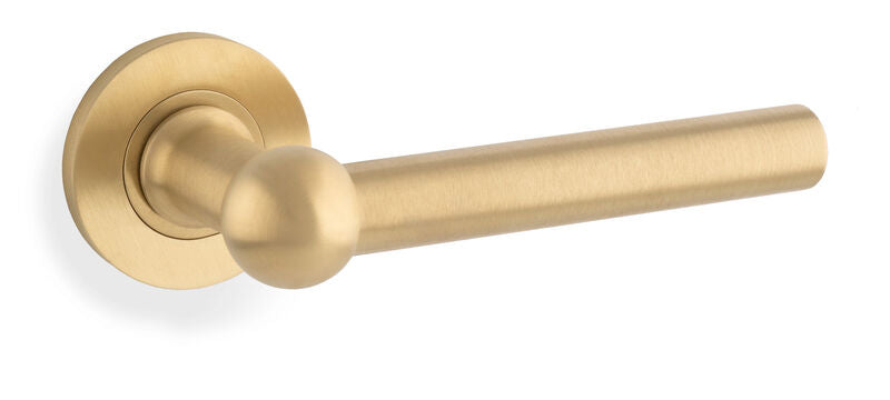 Alexander & Wilks Satin Brass PVD Siskin Lever on rose | AW250SBPVD